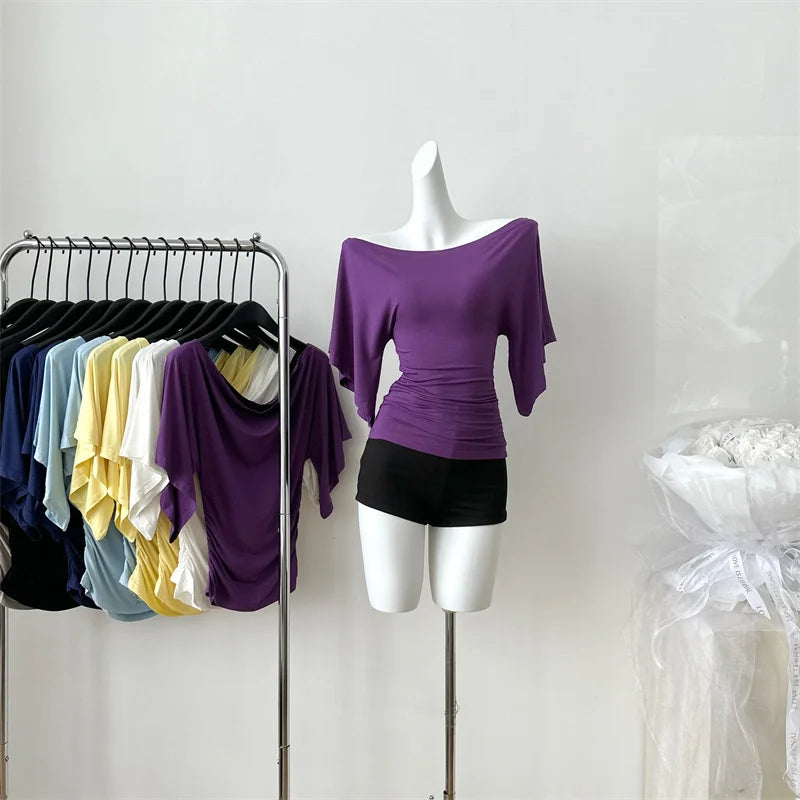 Women's High Stretch Flare Sleeve Slim T-Shirt