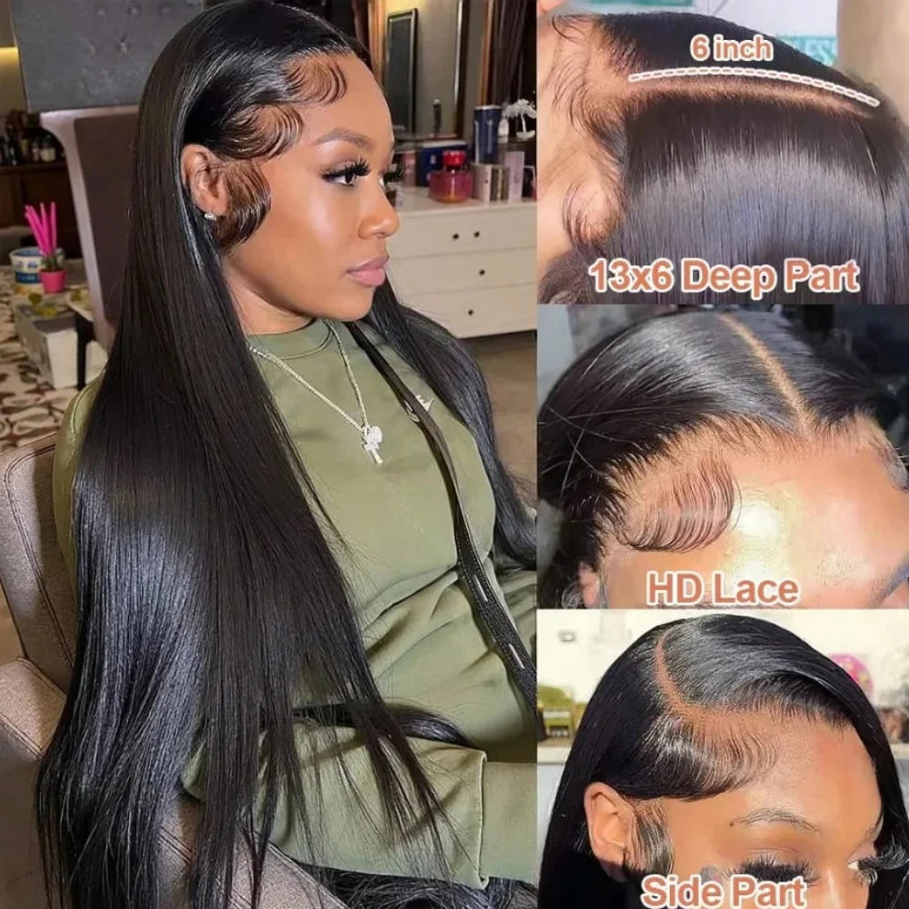 Brazilian Straight Human Hair Wig 13x4 Transparent Lace