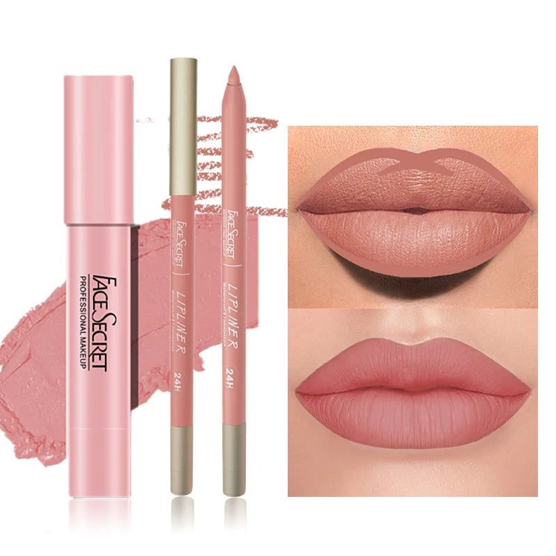 Matte Lipliner and Lipstick Set Waterproof Long Lasting