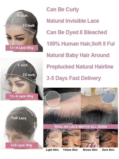 Deep Wave Lace Front Wig 13x6 Human Hair 250 Density