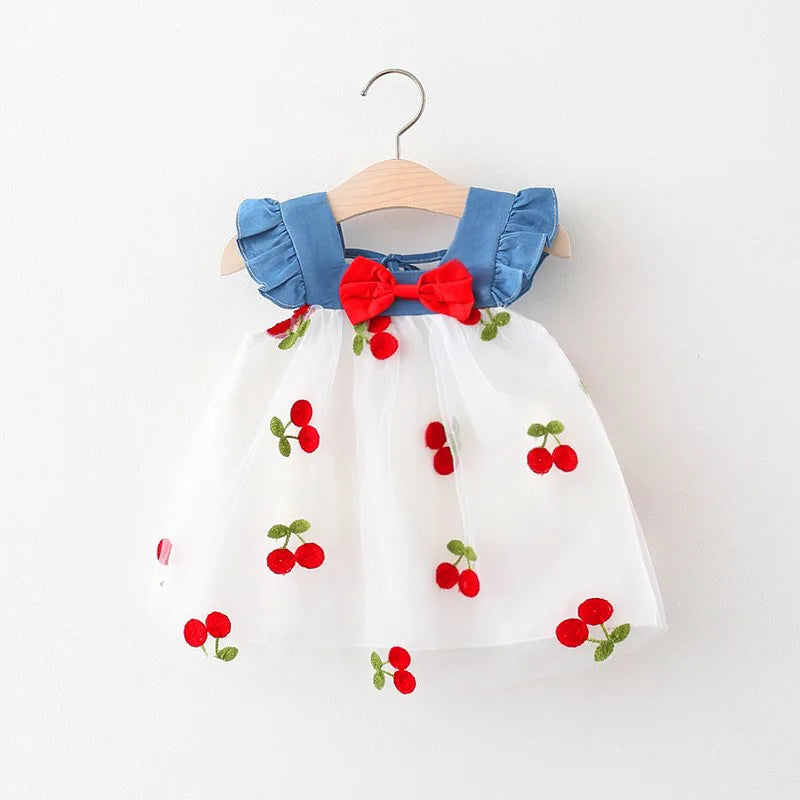 Baby Girl Summer Cherry Mesh Dress