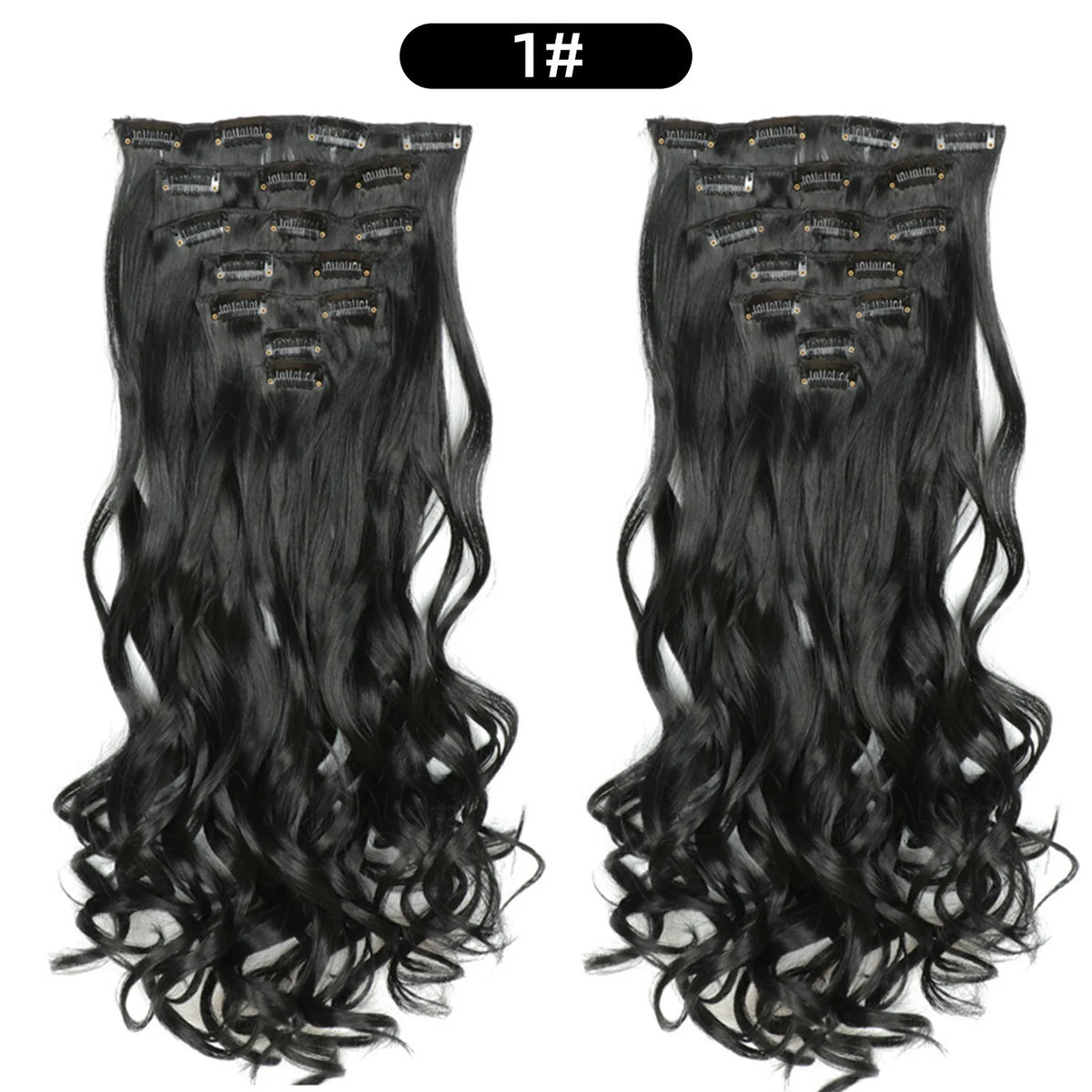 22 Inch Curly Wavy Clip In Hair Extensions Synthetic