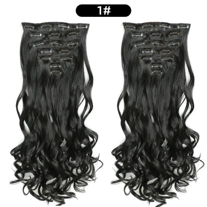 22 Inch Curly Wavy Clip In Hair Extensions Synthetic