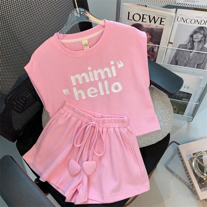 Summer Girls Clothing Set Letter Print T-Shirt and Shorts