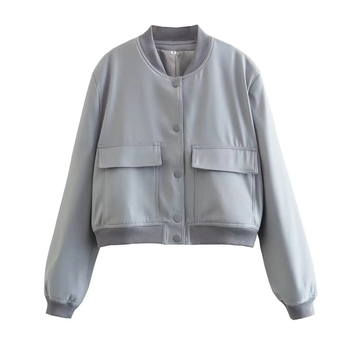 Willshela Women Solid V-Neck Bomber Jacket