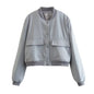 Willshela Women Solid V-Neck Bomber Jacket