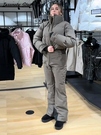 Women's Windproof Thermal Turtleneck Ski Jumpsuit