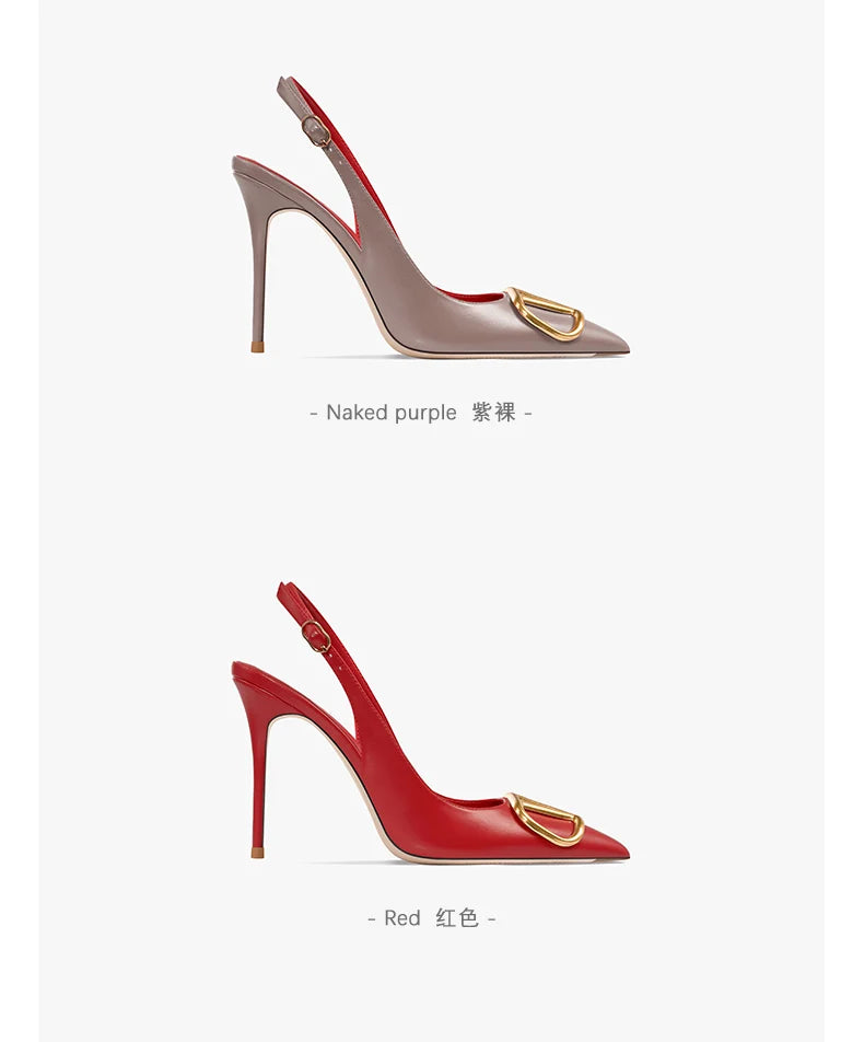 Black Slingback Sandals for Women with High Heels