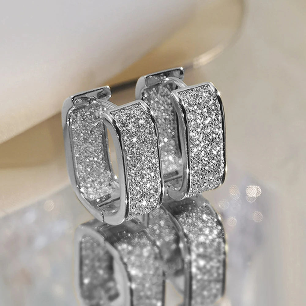Huitan CZ Hoop Earrings for Women in Silver and Gold