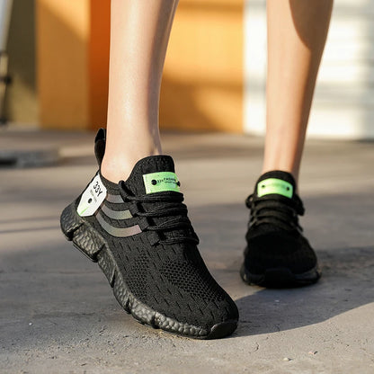 Men's Breathable Lightweight Black Running Sneakers