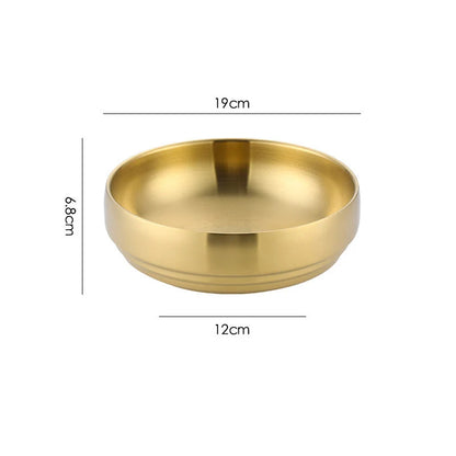 Stainless Steel Double Layer Cold Noodle Bowl Gold Silver