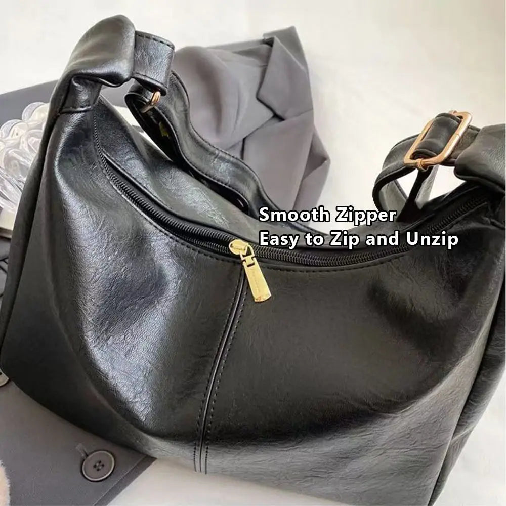 Trendy PU Leather Slouchy Shoulder Bag for Women