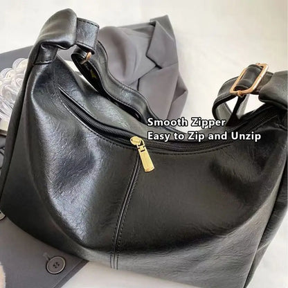 Trendy PU Leather Slouchy Shoulder Bag for Women