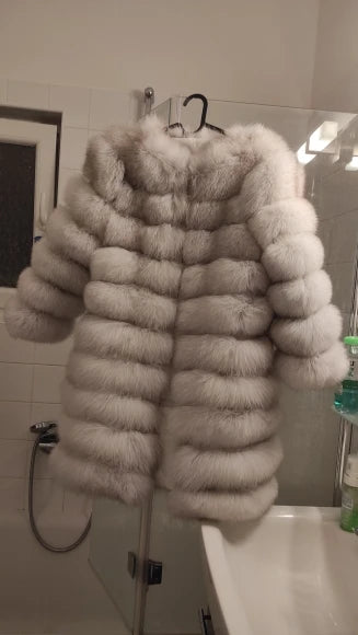 4in1 Women Fox Fur Coat Winter Outerwear