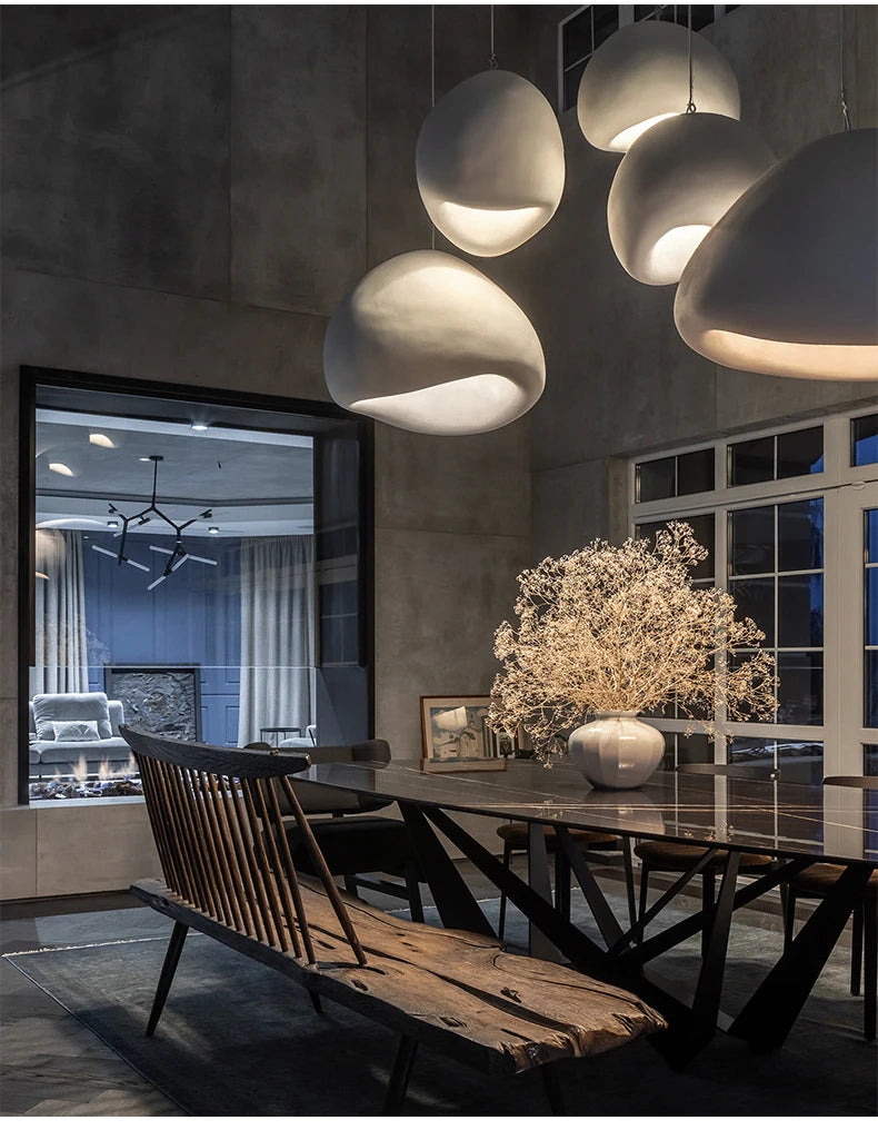 Nordic Wabi Sabi Pendant Lamp Brushed Nickel LED Chandelier
