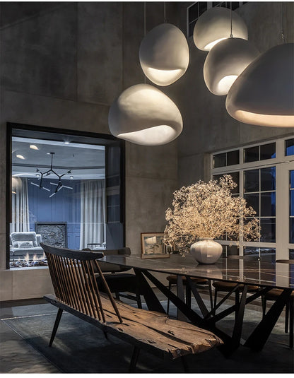 Nordic Wabi Sabi Pendant Lamp Brushed Nickel LED Chandelier