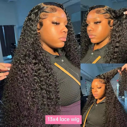 Deep Wave Lace Front Wig 100% Human Hair 30 40 Inch