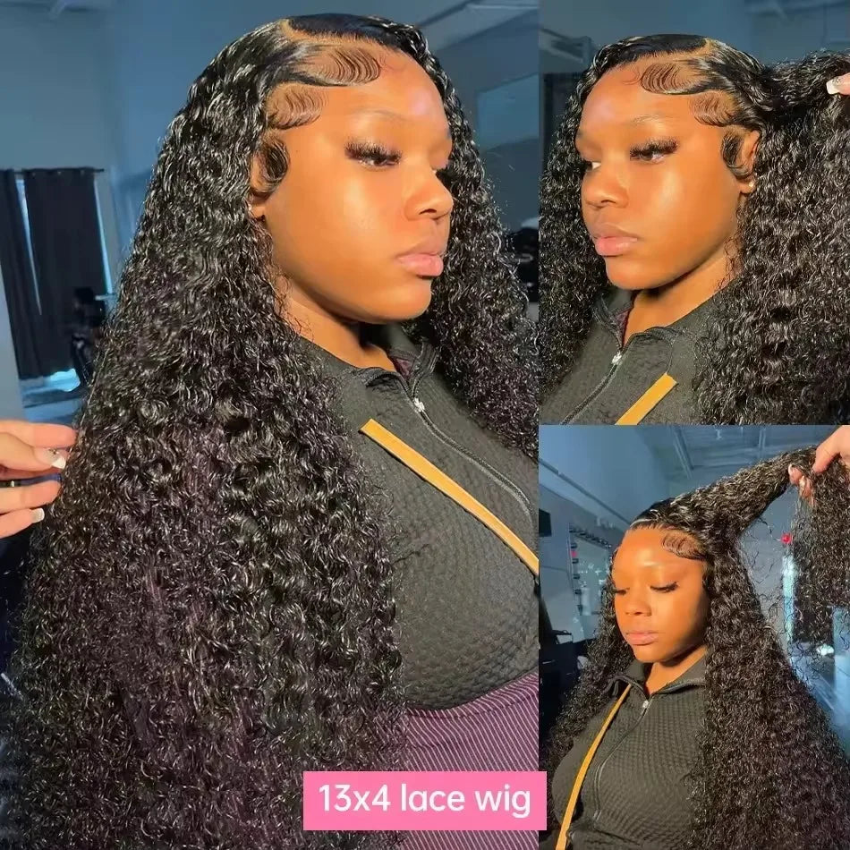 Deep Wave Human Hair Lace Front Wig 30 40 Inch