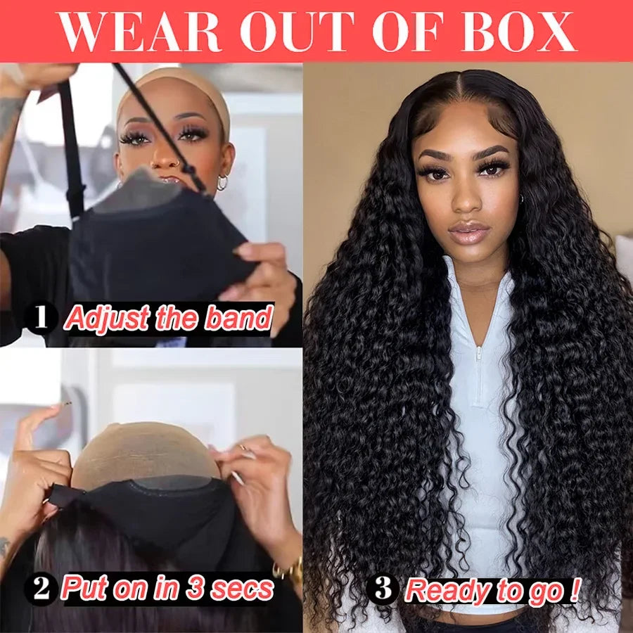 40 Inch Deep Wave Human Hair Lace Frontal Wig
