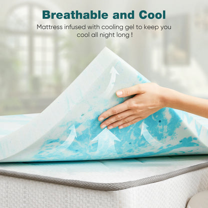 JHK Queen Size Memory Foam Mattress Topper Cooling Gel