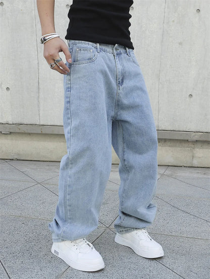 Men's Baggy Denim Jeans Casual Loose Straight Pants