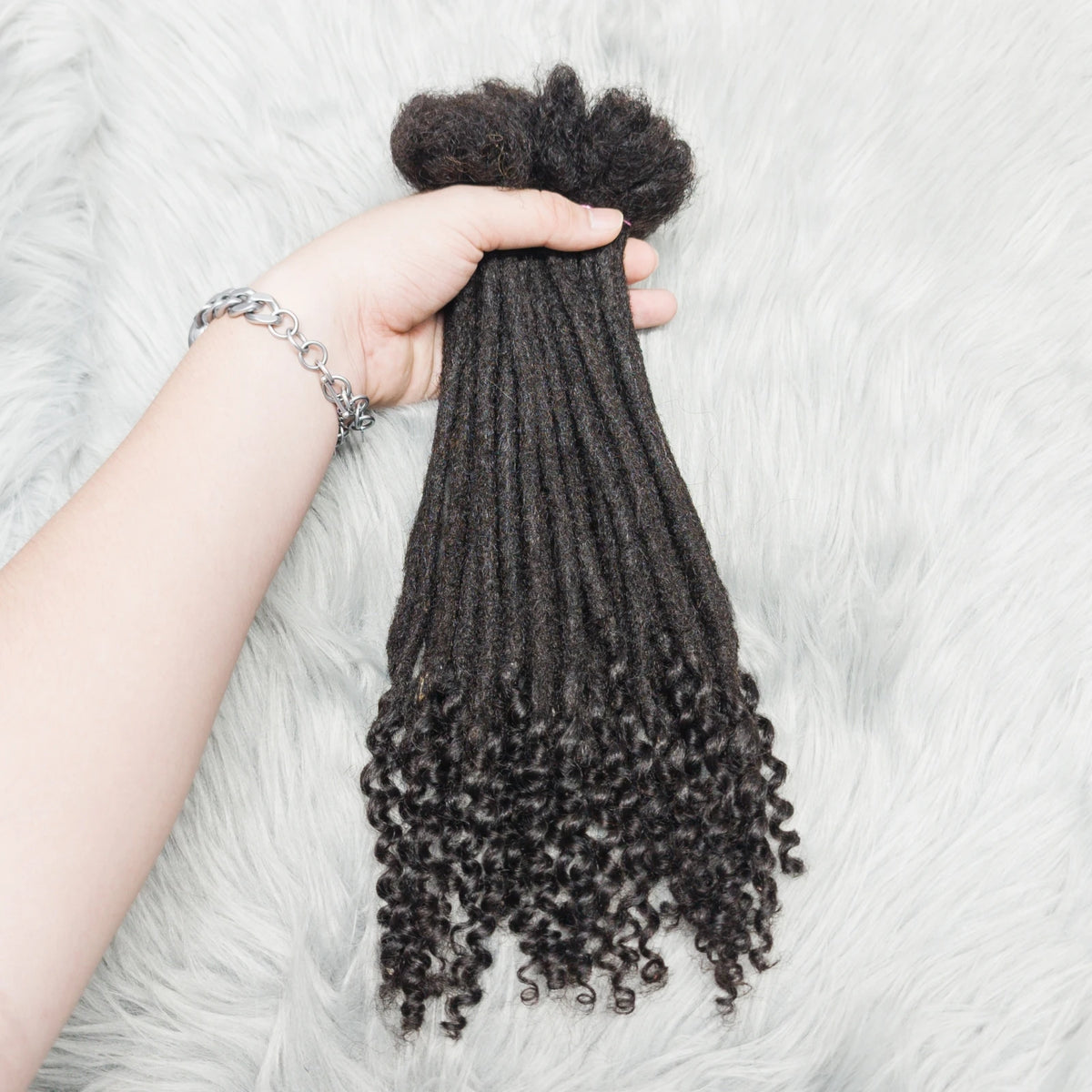 Natural Human Hair Dreadlock Extensions 8-12 Inch Curly Ends