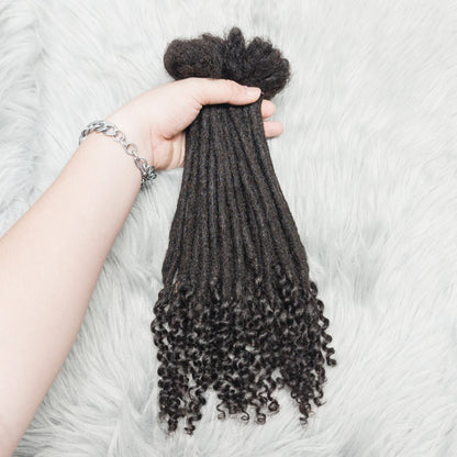Natural Human Hair Dreadlock Extensions 8-12 Inch Curly Ends