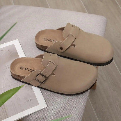 Comwarm Women's Suede Mules Slippers with Cork Insole