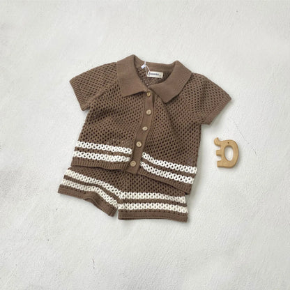 DGUKYM Summer Baby Knitted Sweater Cardigan Set