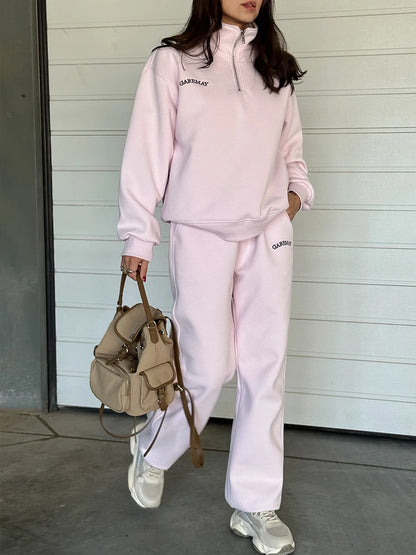 Cotton Pink Women's Tracksuit with Zipper