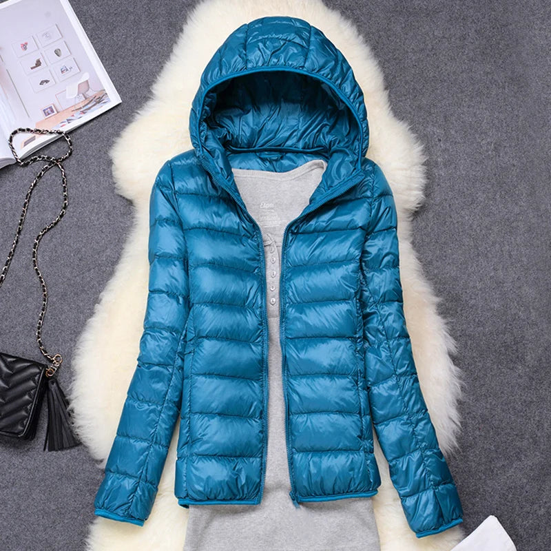 Women Hooded Puffer Jacket Plus Size Lightweight