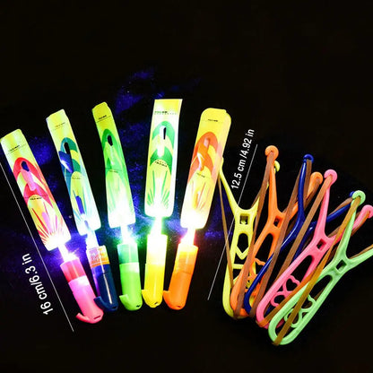 LED Slingshot Flying Copters Light-Up Toys for Kids