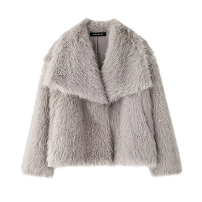 Cropped Faux Fur Jacket Coat for Women
