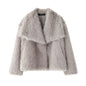 Cropped Faux Fur Jacket Coat for Women