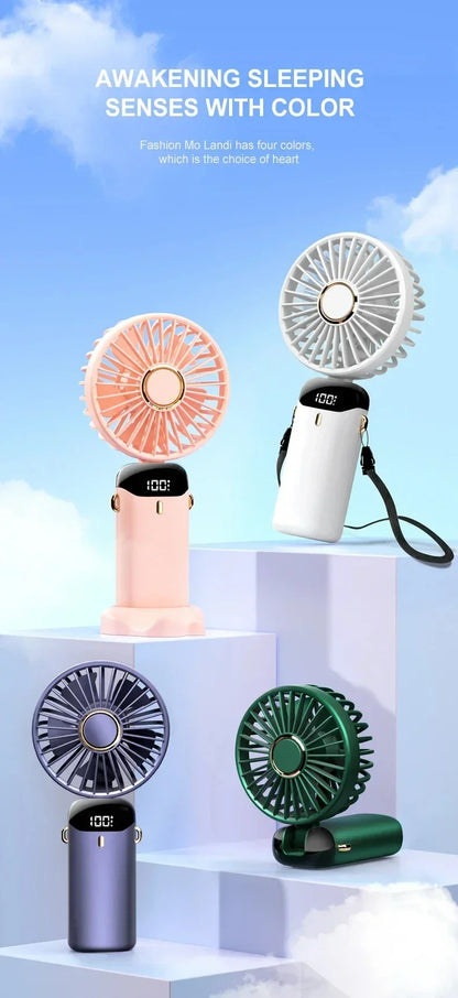 Portable Rechargeable Handheld Fan with LED Display