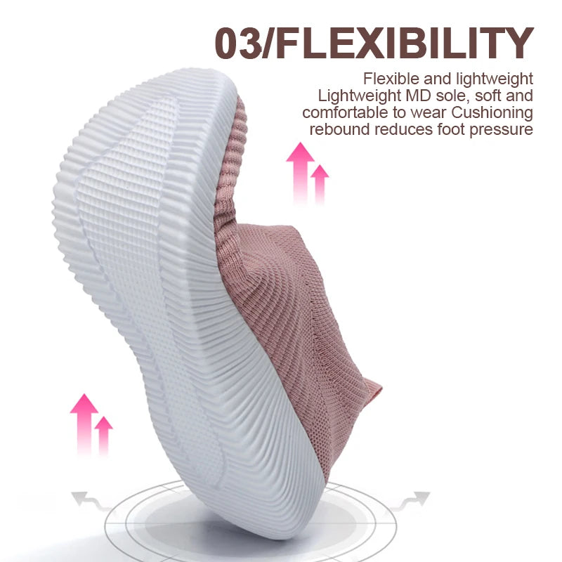 Pink Women Slip On Walking Shoes Lightweight EVA