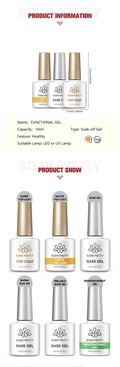 BORN PRETTY 10ml Rubber Gel Top Coat for Nails