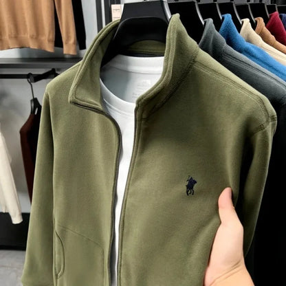 Men's Winter Thick Plush Jacket with Zipper and Pockets