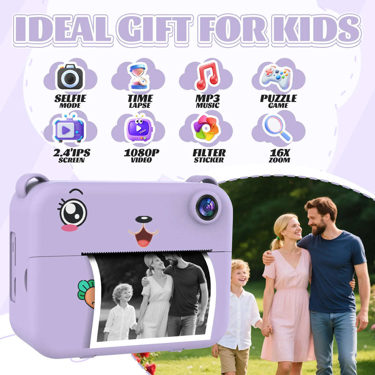 Children Digital Camera 1080P HD Dual Lens Toy