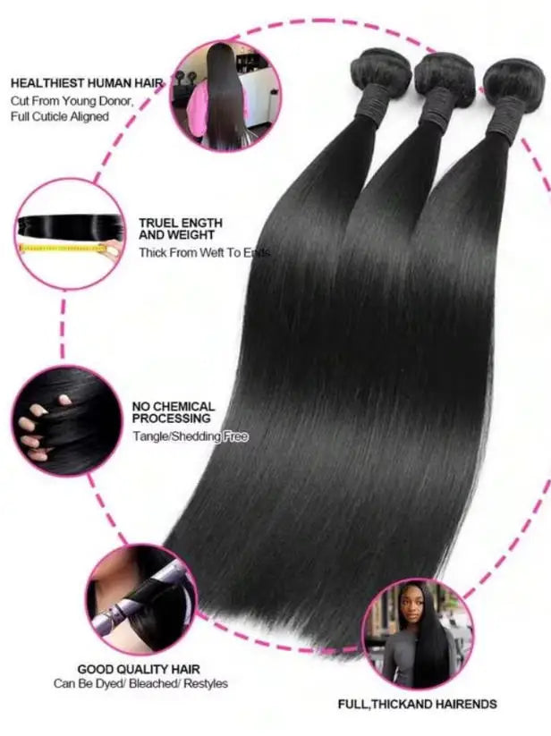 Straight Brazilian Virgin Hair Bundles 40 42 Inch