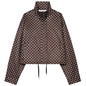 Polka Dot Bomber Jacket Women's Zip Up Crop Coat