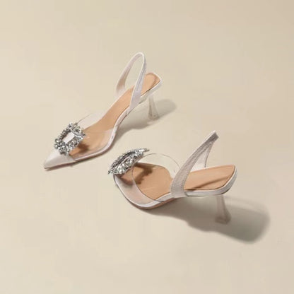 Crystal Transparent Pointed Toe High Heels for Women