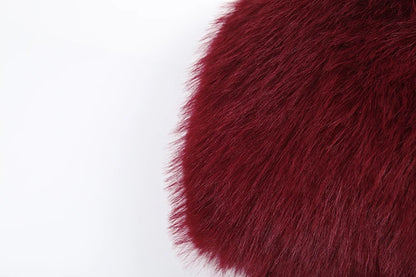 Furry Slash Neck Jumpsuit Women Polyester Elastane