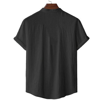 Men's Cotton Linen Short Sleeve T-Shirt Casual Beach Top