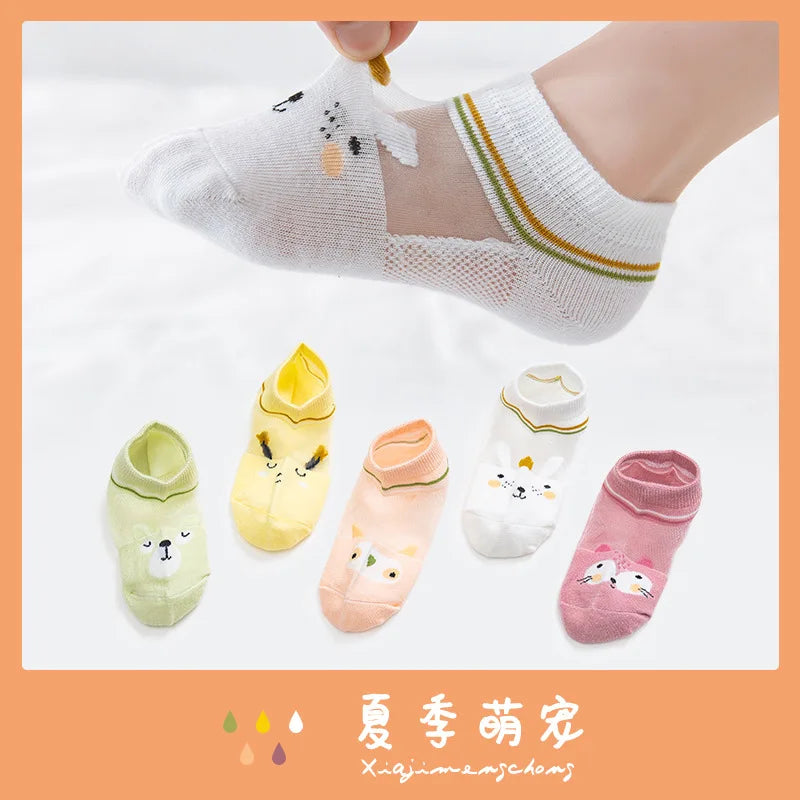 Children's Summer Fishnet Cotton Socks Set