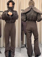 Hooded One-Piece Ski Jumpsuit for Women Windproof Outwear
