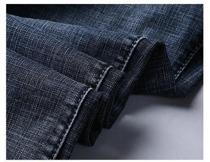 Men's Casual Straight Stretch Jeans Blue Black Denim