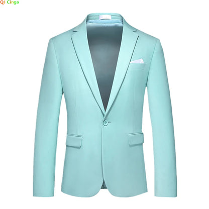 Bright Green Men's Blazer, Polyester Slim Fit Jacket