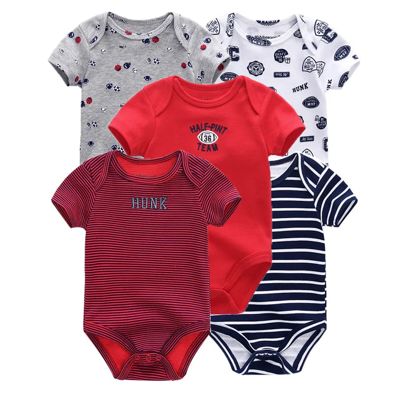 Kiddiezoom Cartoon Short Sleeve Baby Bodysuits 100% Cotton