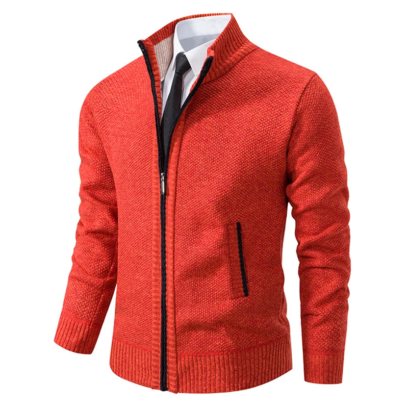 Men's Fleece Zipper Cardigan Casual Sports Coat